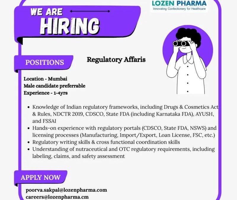 🚨 LOZEN PHARMA IS HIRING |💼REGULATORY AFFAIRS| MUMBAI